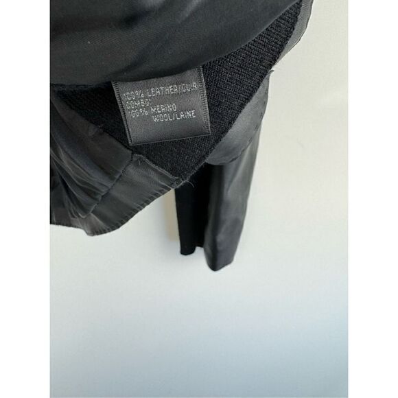 Lafayette 148 New York Women's Black Leather Merino Wool Jacket Size 4 - Picture 4 of 5